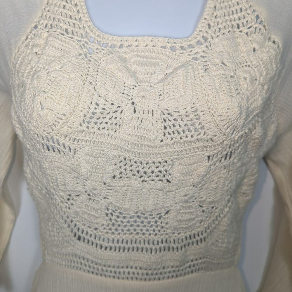 Antik Batik Lacy Longdress Cream Crochet Backless Maxi Dress Gauze NEW Small - Picture 6 of 10
